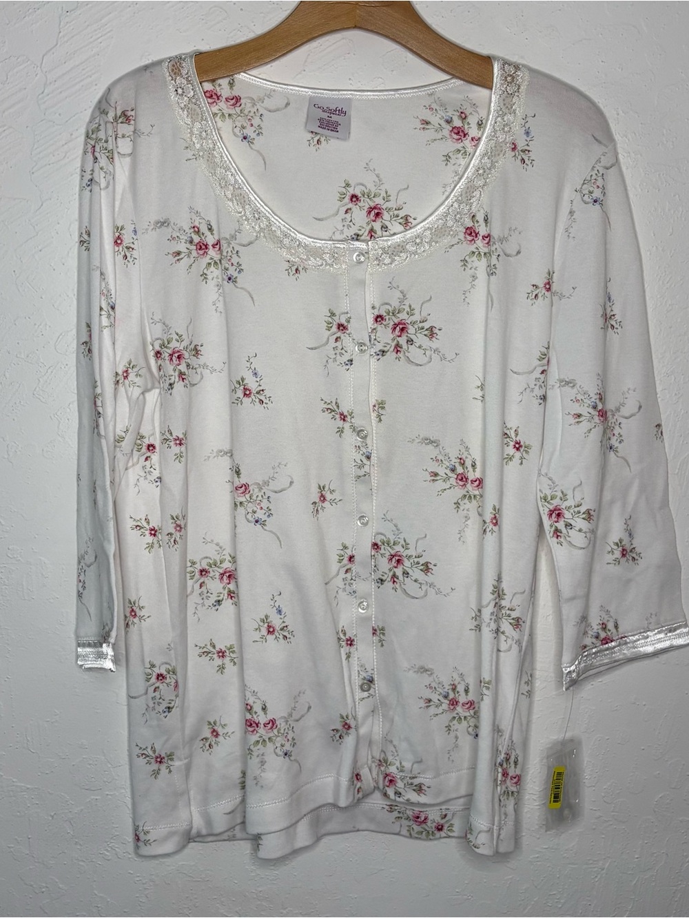 NWT Go Softly 2 Pc Floral Roses Pajama Set Mismatched Size M Top L Pants Cotton - Picture 3 of 16